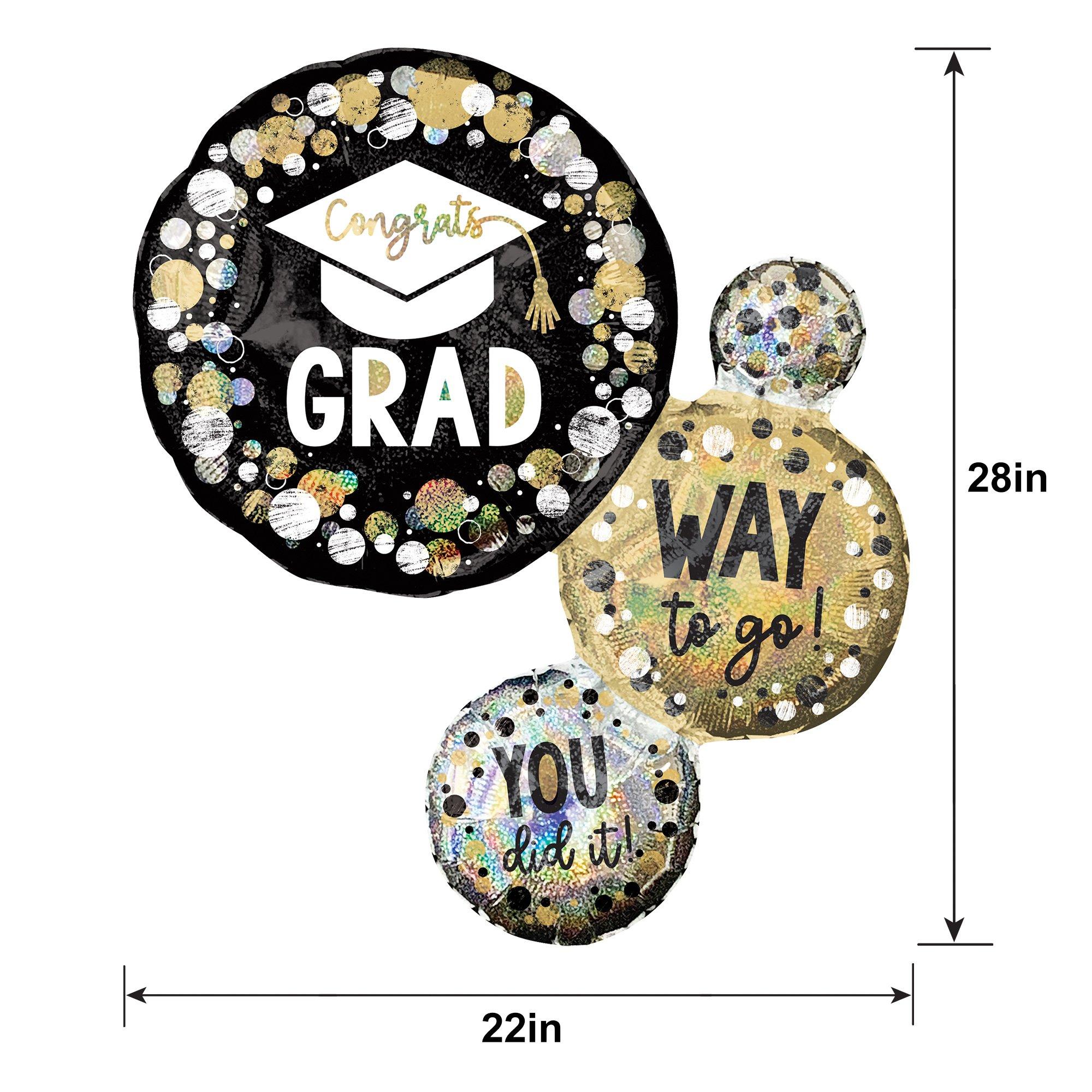 Prismatic Way to Go Grad Cluster Foil Balloon, 22in x 28in - Circles & Dots