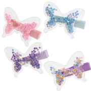 Iridescent Flutter Butterfly Plastic & Fabric Hair Clips, 2.2in, 8ct