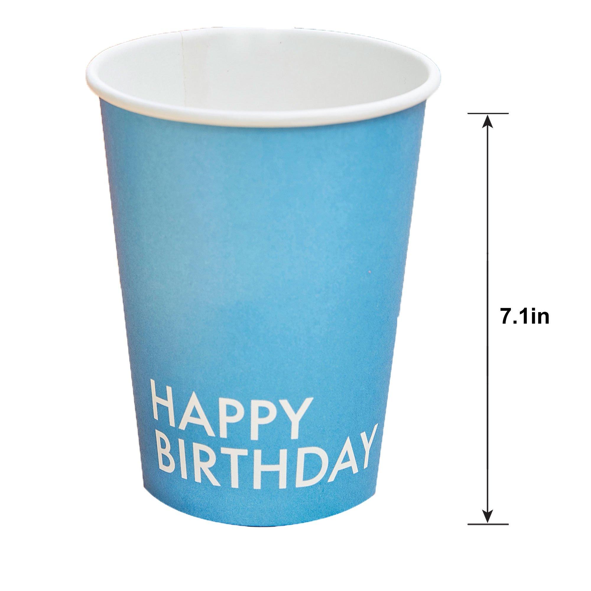 Ginger Ray Multicolor Happy Birthday Eco-Friendly Paper Cups, 9oz, 8ct