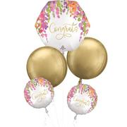 Romantic Floral Congrats Foil Balloon Bouquet, 5pc