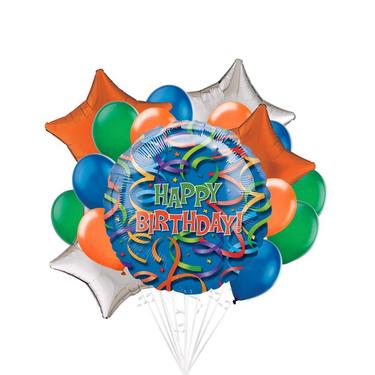 Streamer Birthday Balloon Bouquet, 17pc