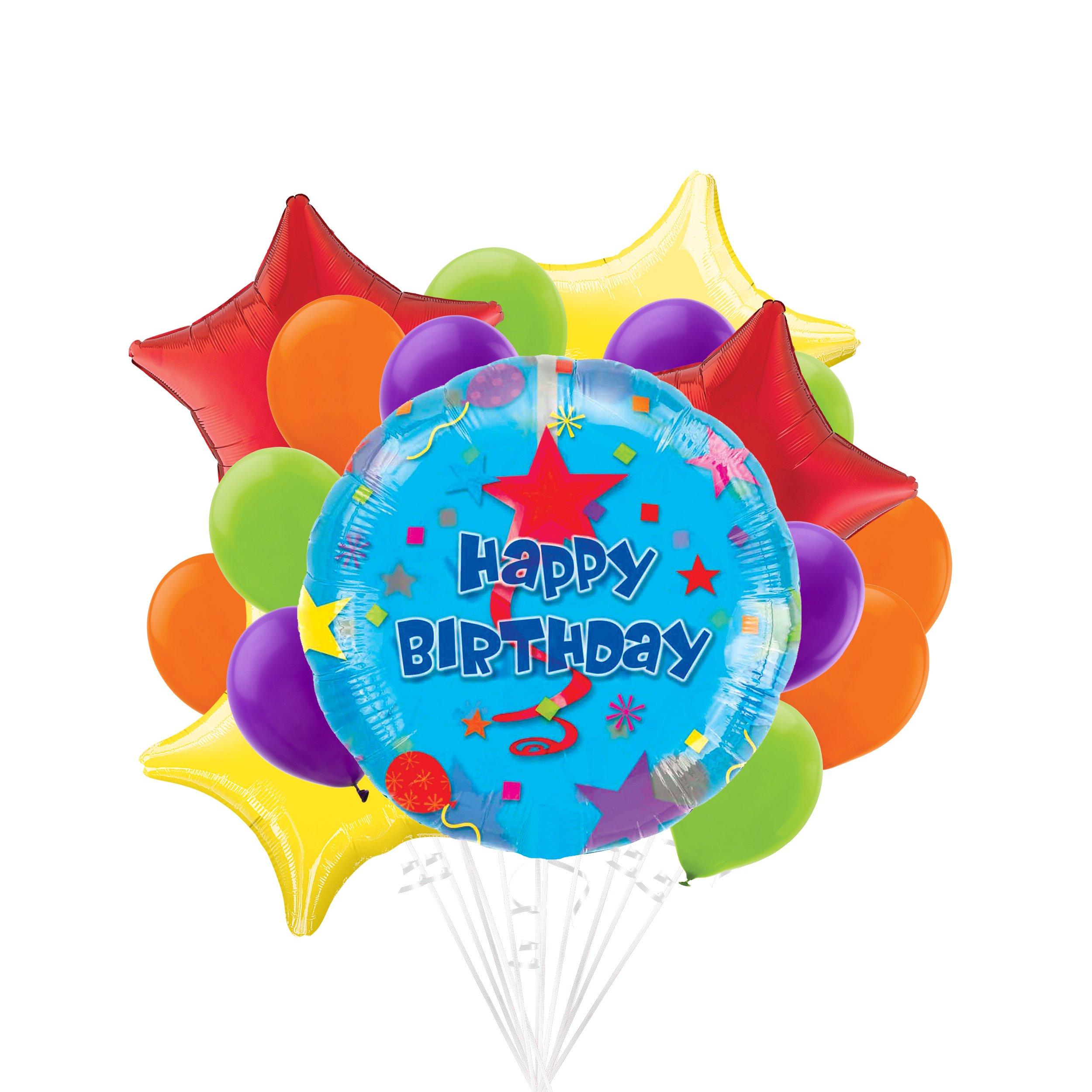 Happy Birthday Bubble Mylar Balloon Bouquet (6 Balloons) - Balloon Delivery  by