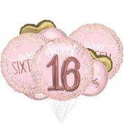 Pink Sweet Sixteen Balloon Bouquet, 8pc