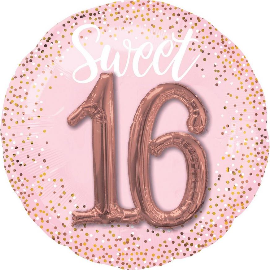 Pink Sweet Sixteen Balloon Bouquet, 8pc