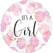 Pink Watercolor It's a Girl Baby Shower Foil Balloon, 28in