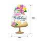 Satin Artful Floral Happy Birthday Cake-Shaped Foil Balloon, 19in x 32in