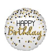 Black & Gold Glitter Happy Birthday Foil Balloon, 18in