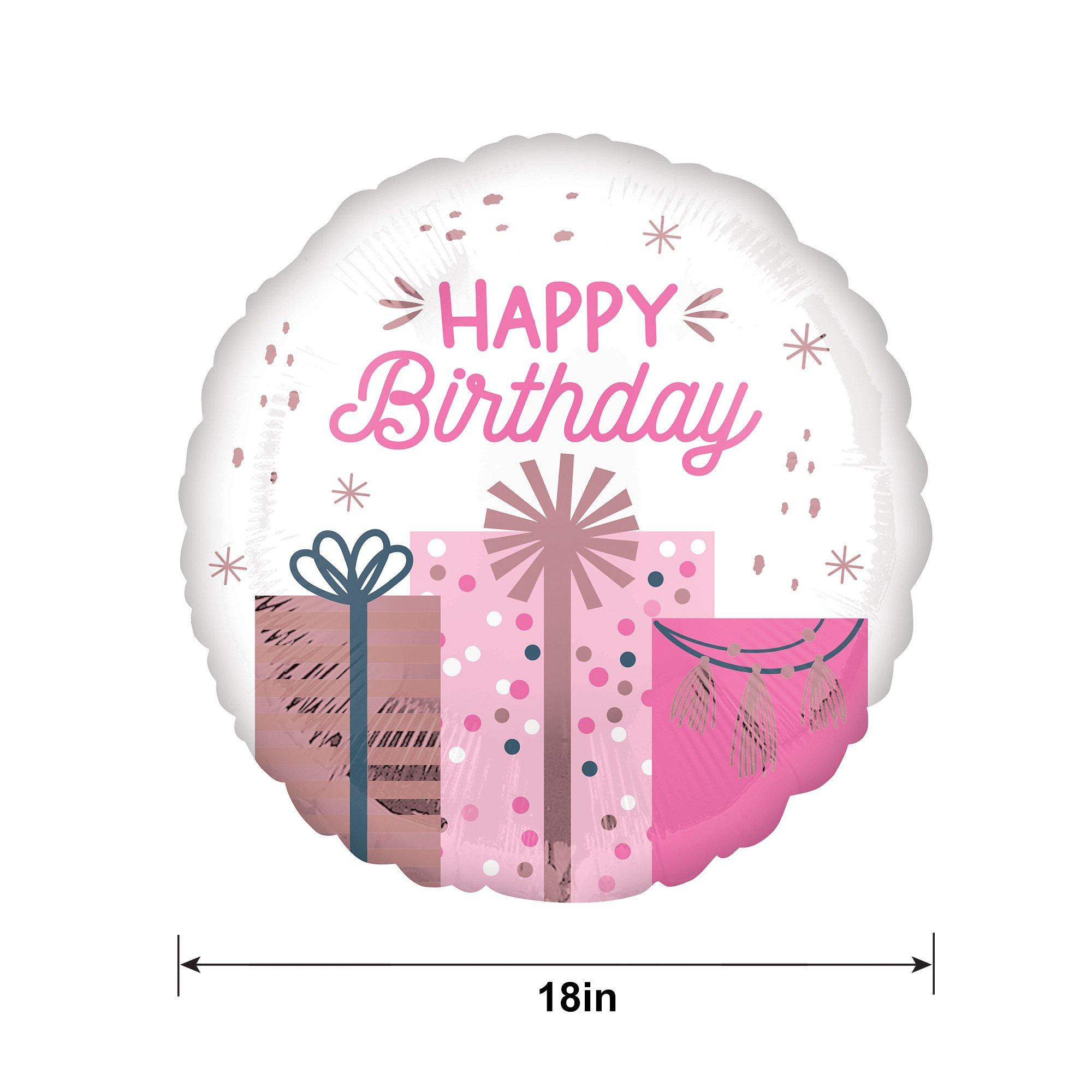 Pastel Pink Presents Happy Birthday Foil Balloon, 18in