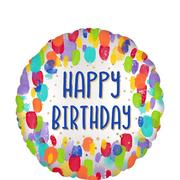 Satin Painterly Dots Happy Birthday Foil Balloon, 18in