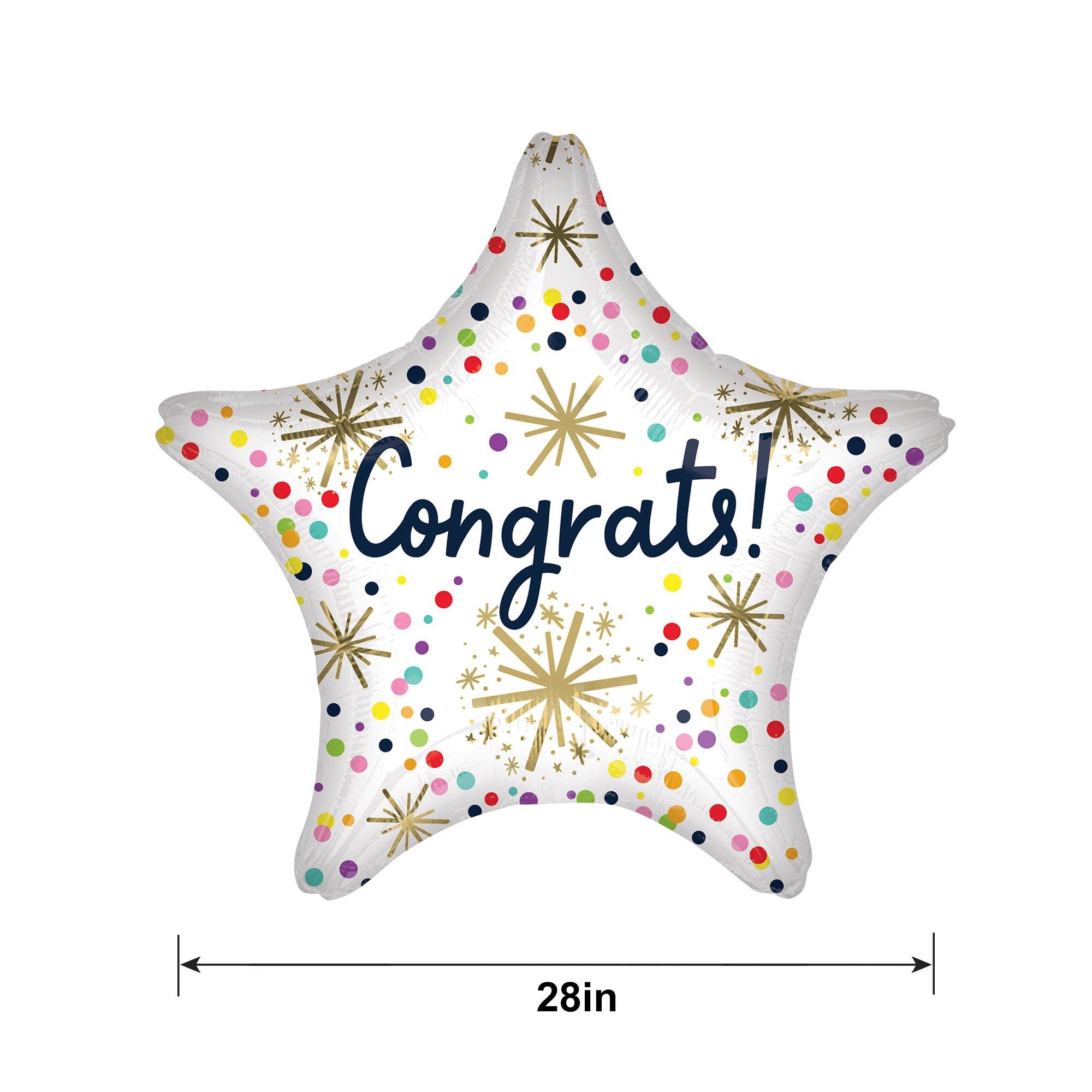 Confetti Sprinkle Congrats Star Foil Balloon, 27in