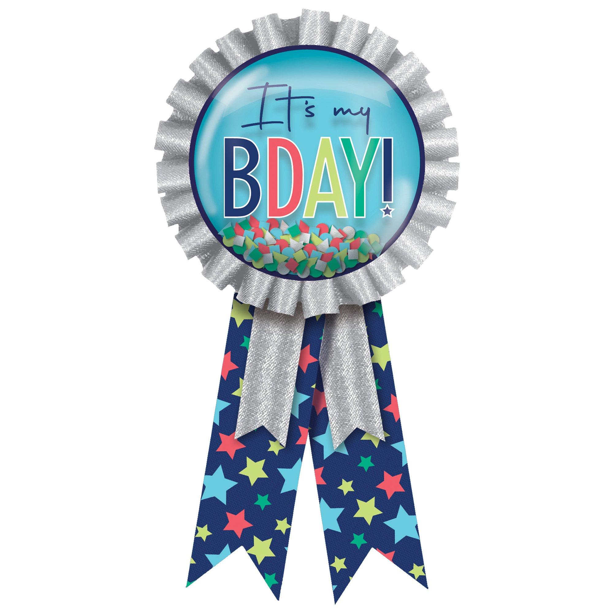It's My Bday Confetti Award Ribbon, 5.5in - Modern Birthday