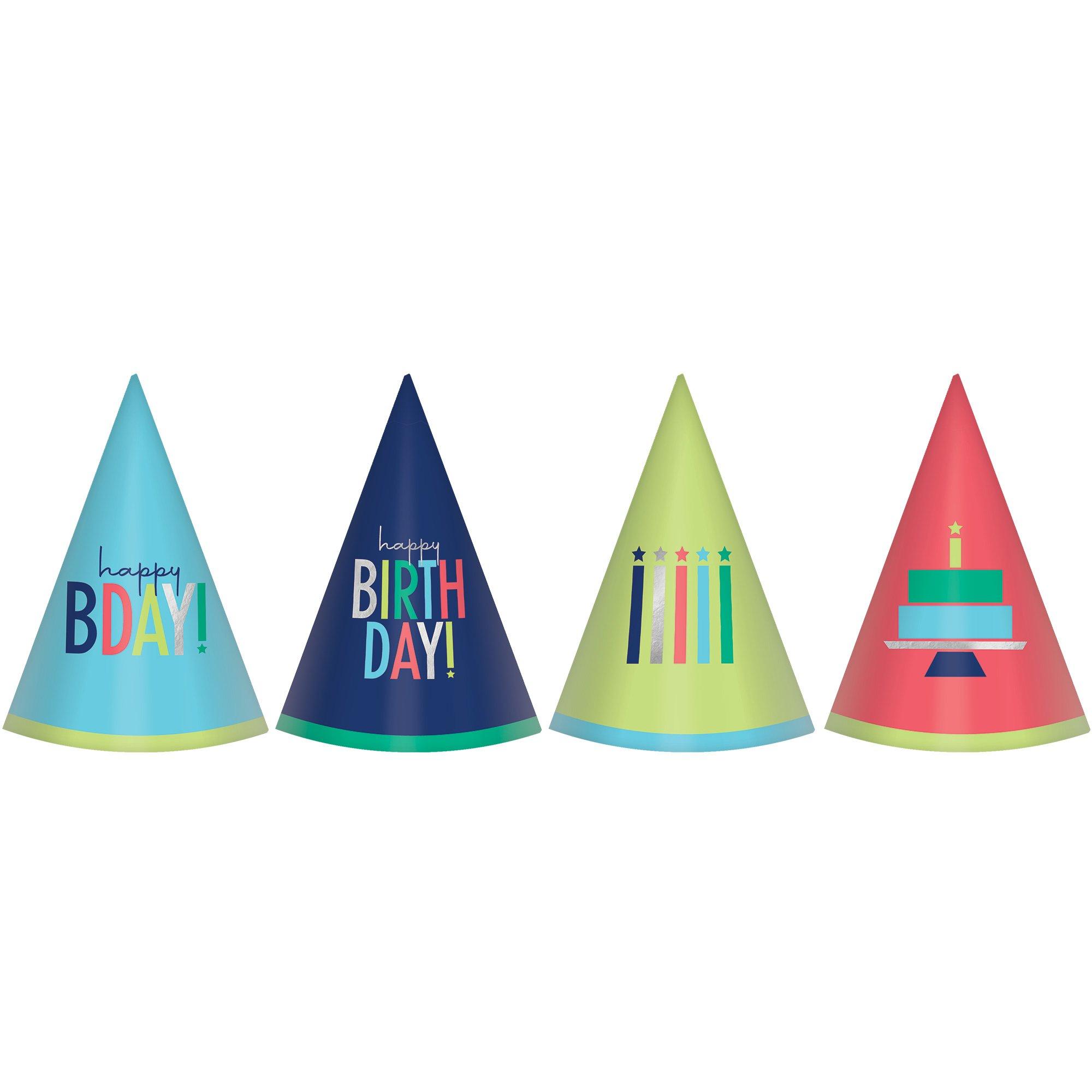 Modern Birthday Mini Cardstock Party Hats, 12ct | Party City