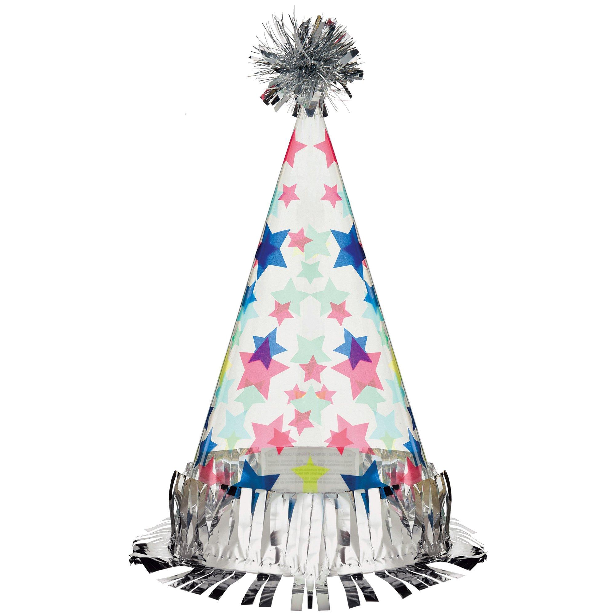Modern Birthday Starry Plastic Party Hat, 10.5in