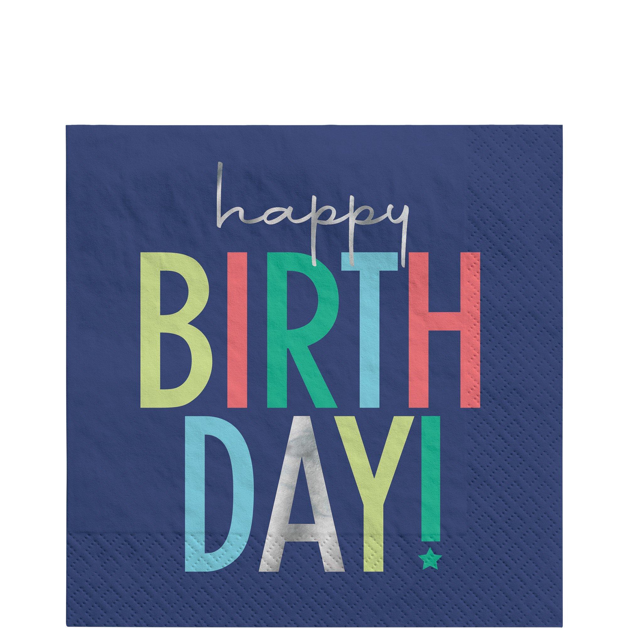 Happy Birthday Paper Lunch Napkins, 6.5in, 16ct - Modern Birthday