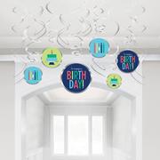 Modern Birthday Cardstock & Plastic Swirl Decorations, 12ct