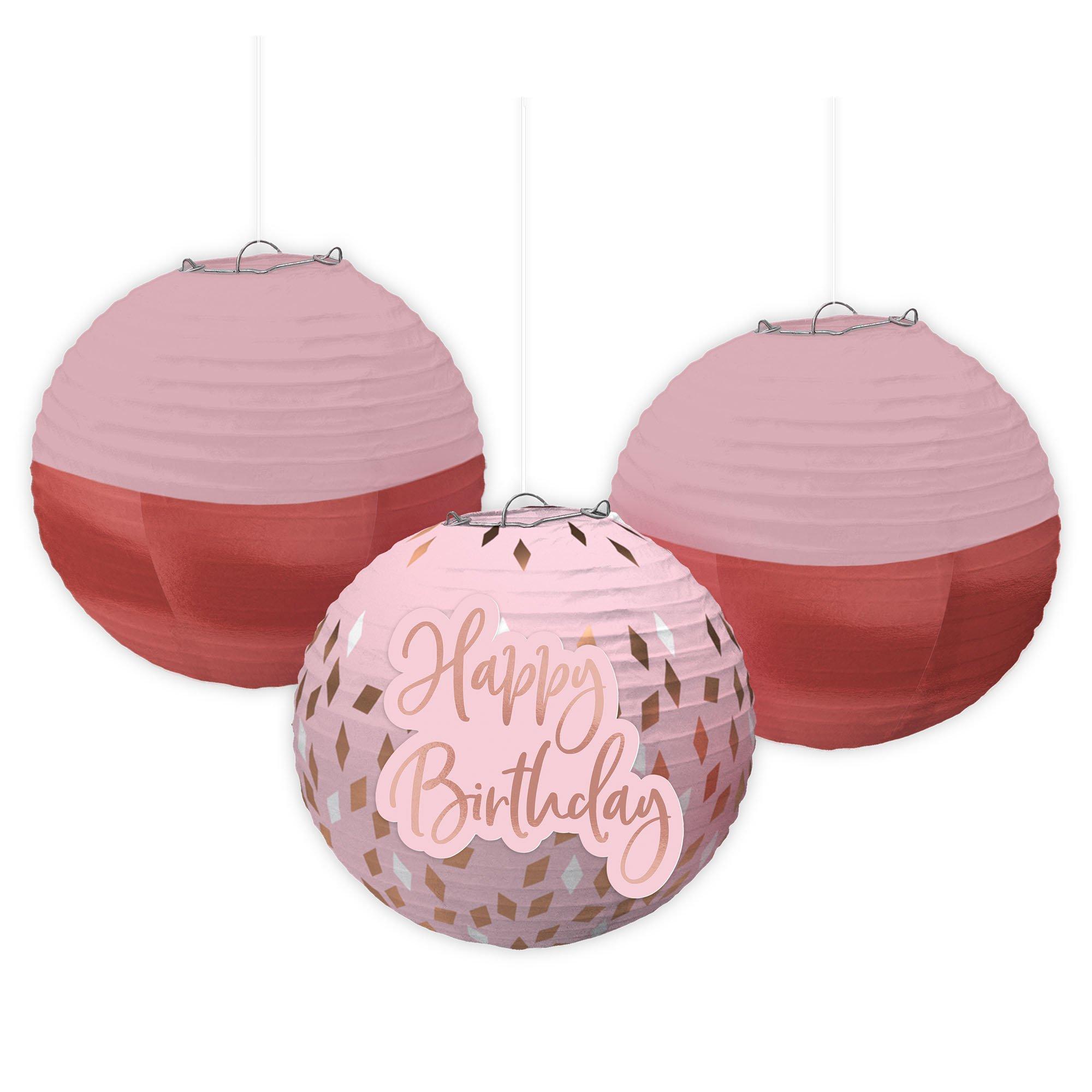 Blush Birthday Paper Lanterns, 9.5in, 3ct