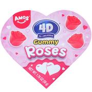 Amos 4D Gummy Roses Valentine's Day Heart-Shaped Gift Box, 1.76oz, 12pc - Strawberry