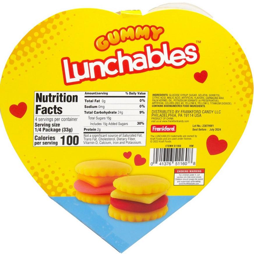 Lunchables Gummy Cracker Stackers Valentine's Day Heart-Shaped Gift Box, 4.66oz - Buildable Fruity Gummy Candy