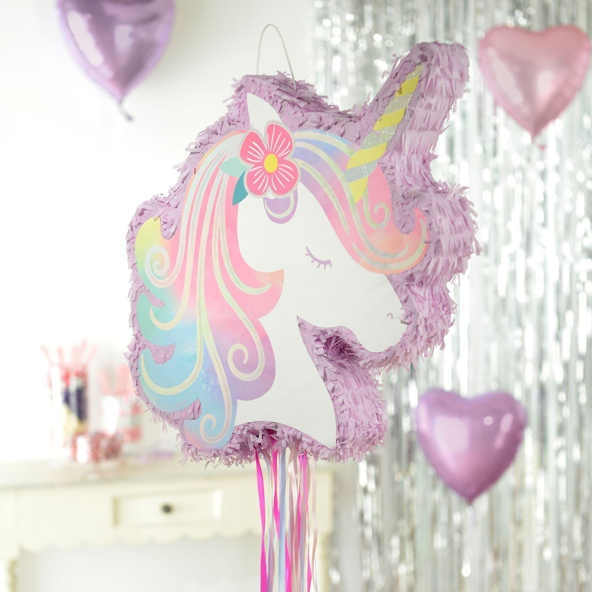 Enchanted Unicorn Tableware & Pinata Kit for 16 Guests Party City