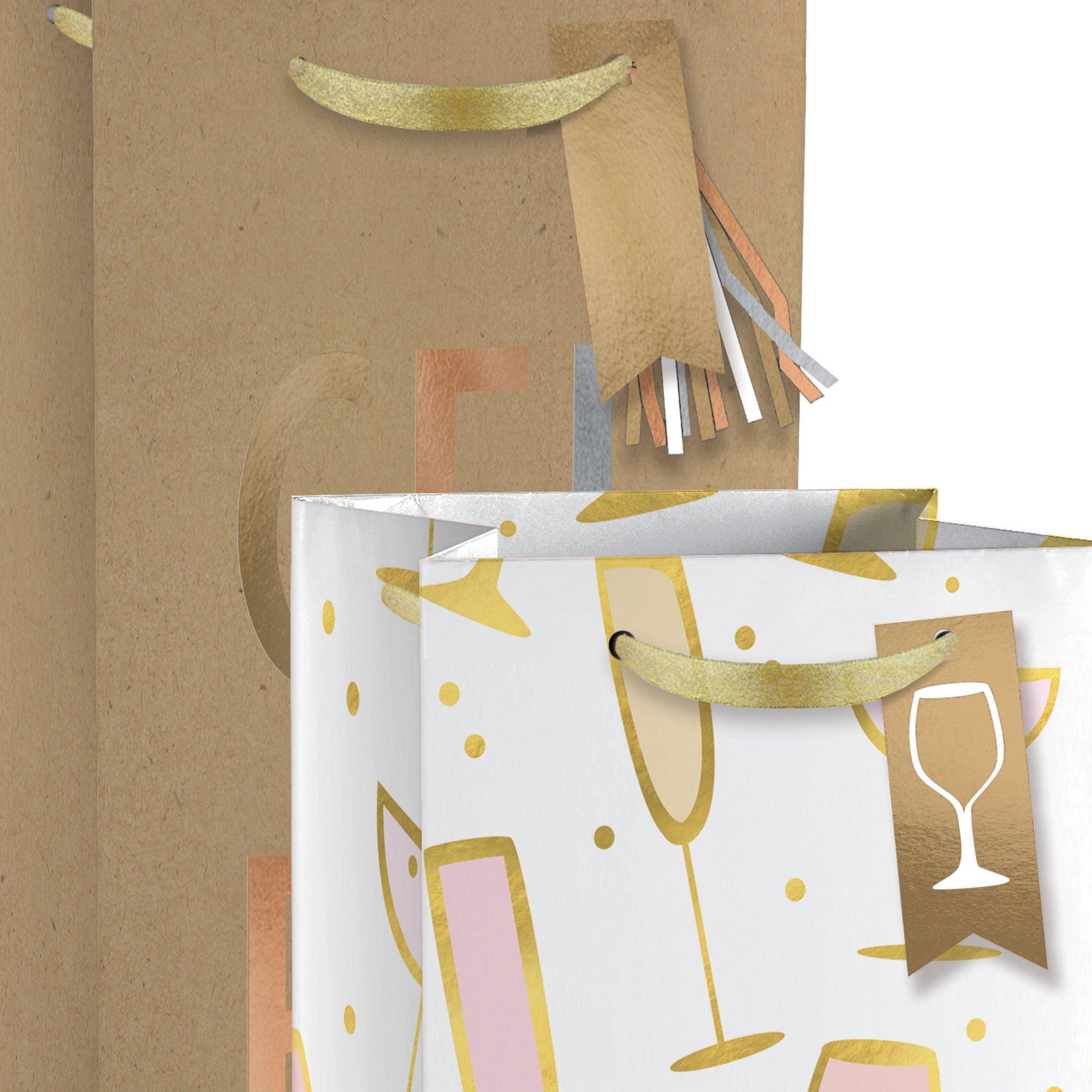 Celebrate Wine Bottle Paper Gift Bags, 2ct