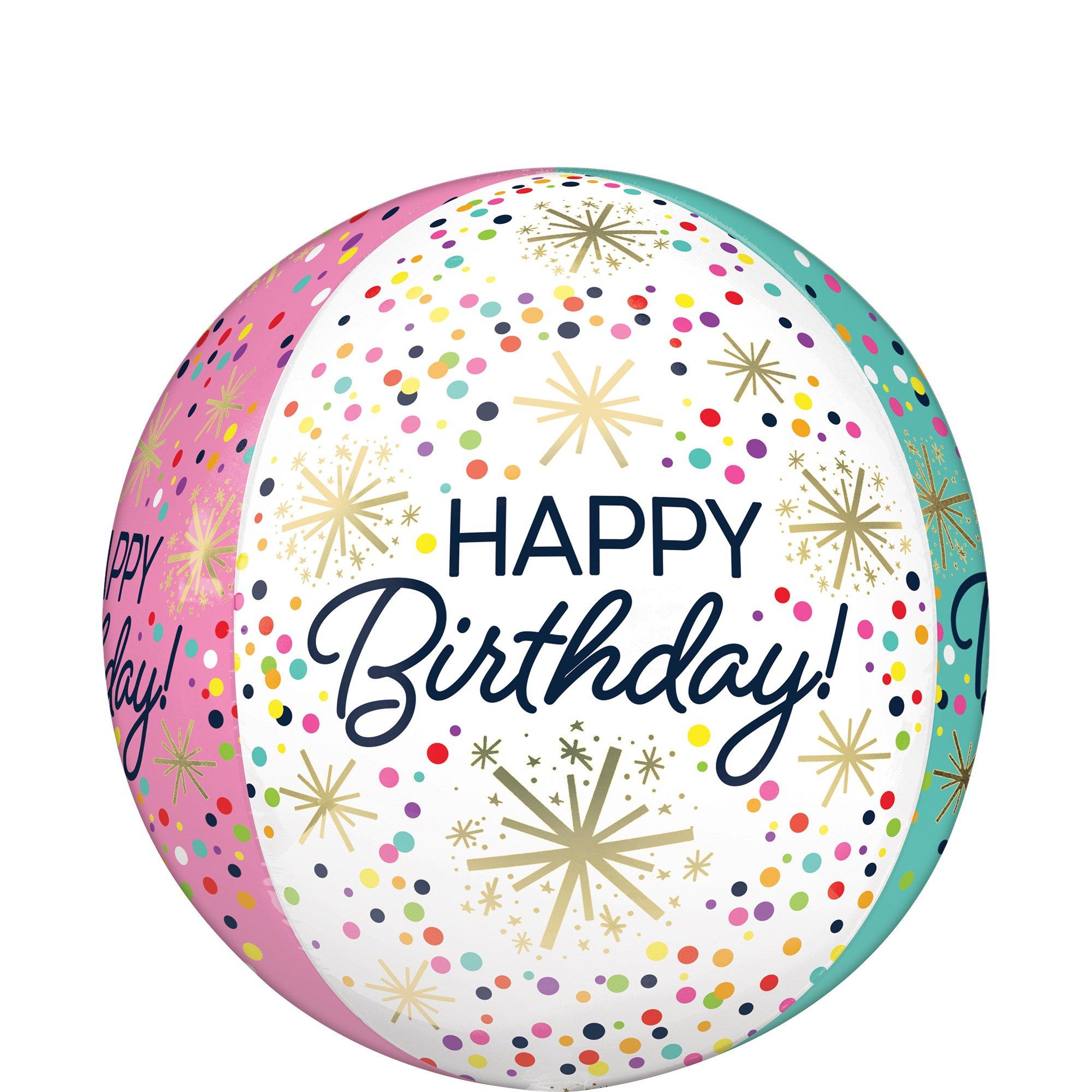 Confetti Sprinkle Happy Birthday Orbz Balloon, 15in x 16in