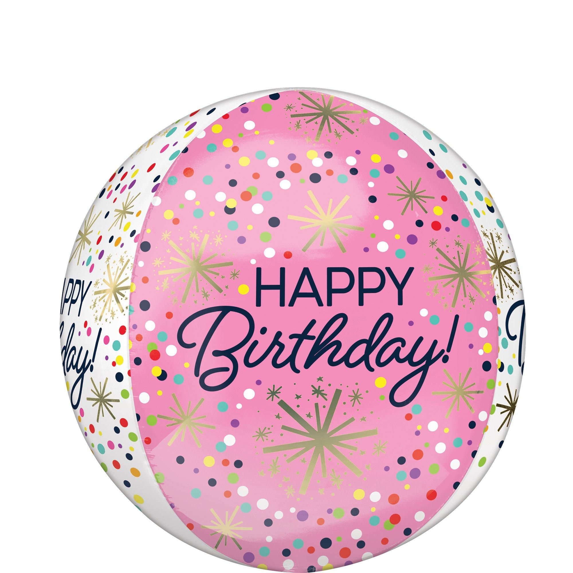 Confetti Sprinkle Happy Birthday Orbz Balloon, 15in x 16in