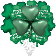 Premium St. Patrick’s Day Shamrocks Foil Balloon Bouquet, 13pc