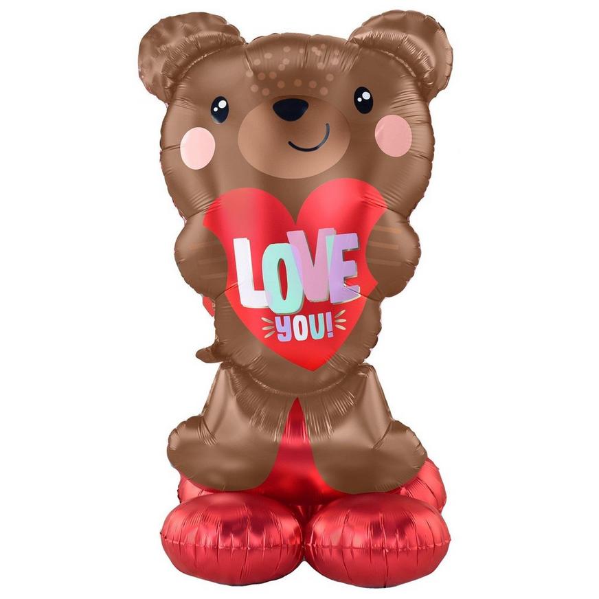 AirLoonz Valentine's Day Bear & Red Heart Balloon Bouquet Kit, 13pc