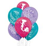 The Little Mermaid Latex Balloons, 12in, 6ct - Movie 2023