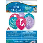 The Little Mermaid Latex Balloons, 12in, 6ct - Movie 2023