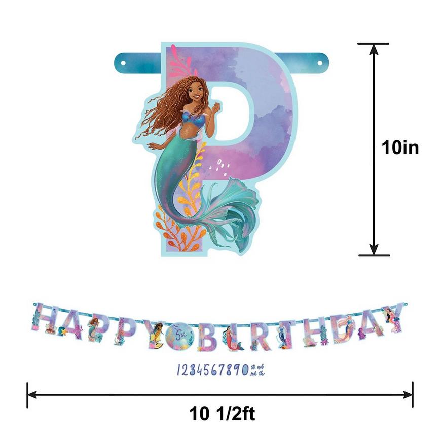 The Little Mermaid Add an Age Cardstock Birthday Banner Kit, 10ft - Movie 2023