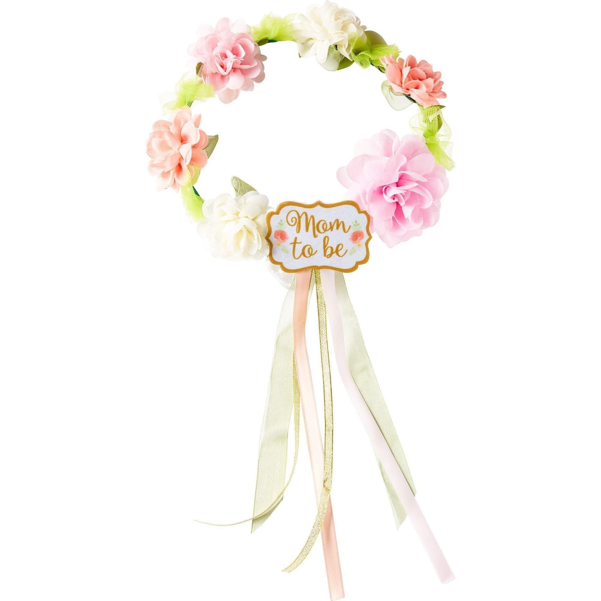 MomtoBe Belly Sash & Flower Crown Baby Shower Accessory Kit Party City