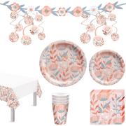 Metallic Rose Gold Floral Tableware Kit for 20 Guests