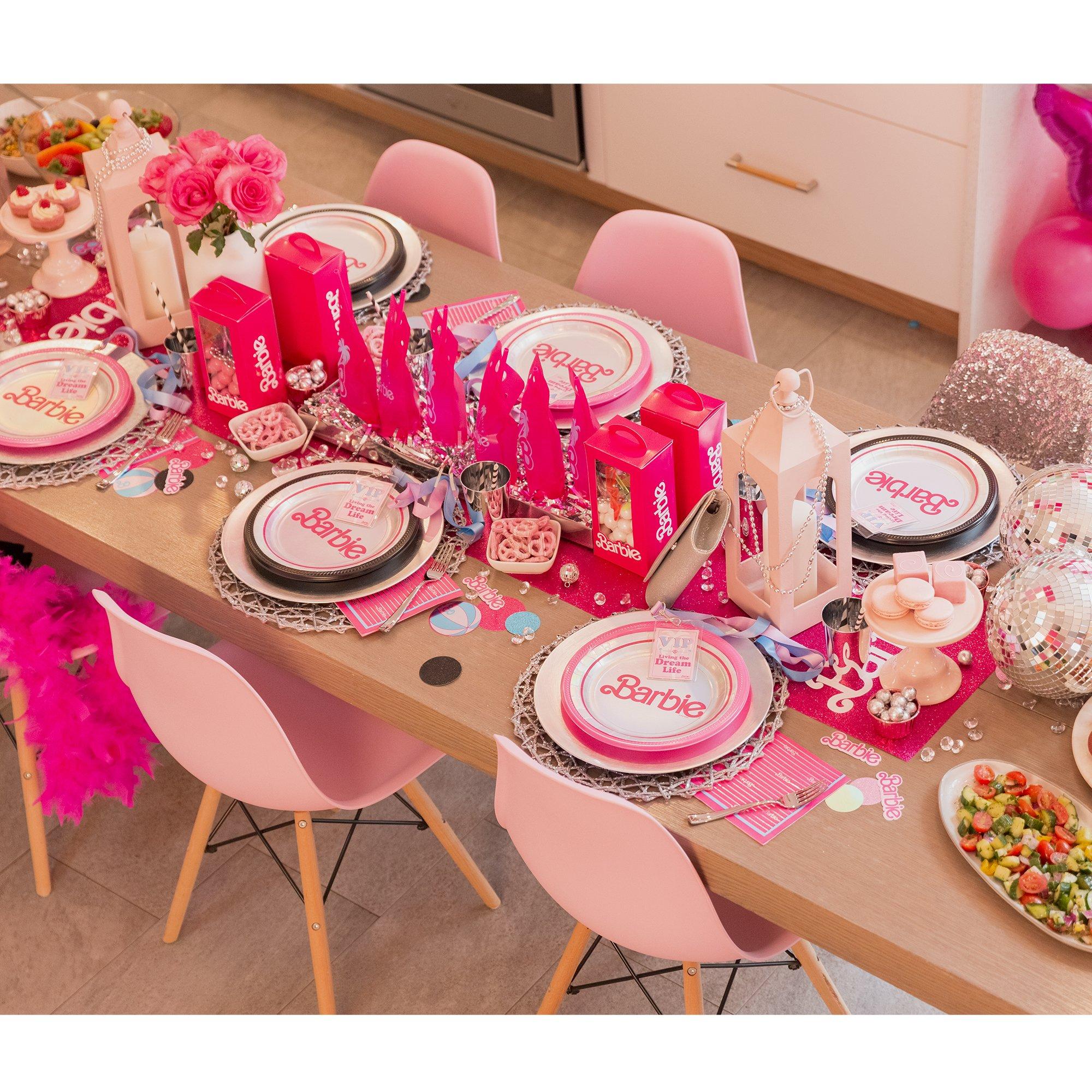 Barbie™ Malibu Beach Party Pink & Iridescent Paper Dinner Plates - 8 Ct.