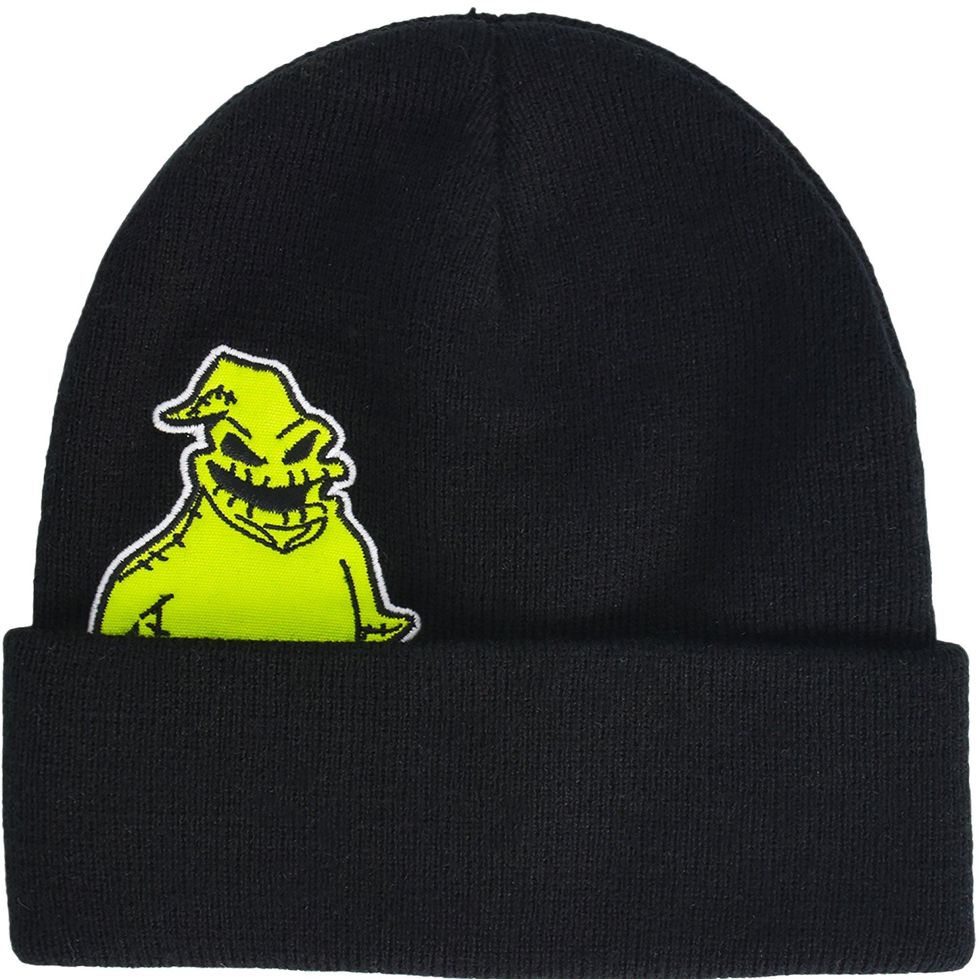 Black Embroidered Oogie Boogie Acrylic Knit Beanie - The Nightmare ...