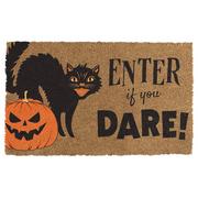 Black Cat Halloween Coir Doormat, 29.5in x 17.75in