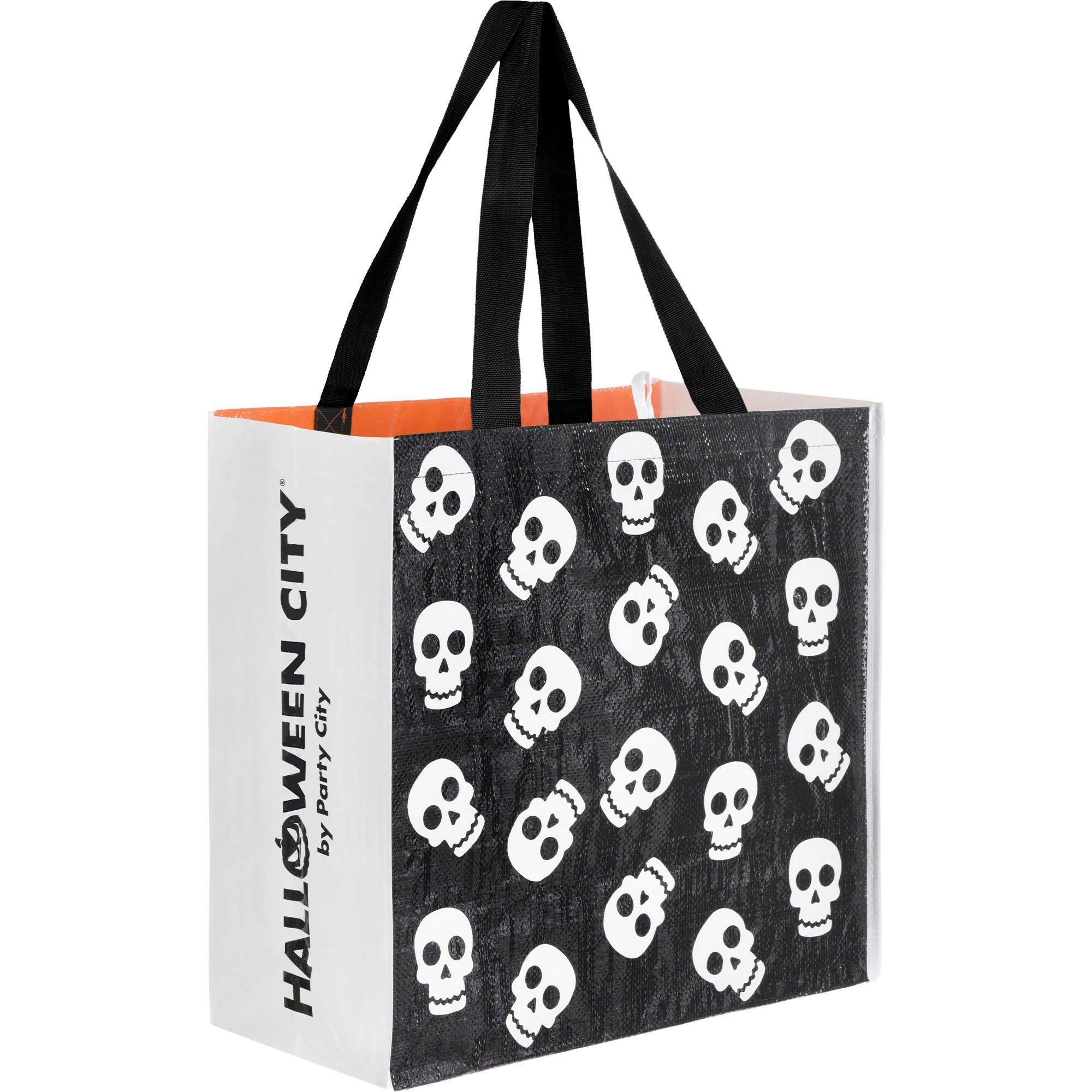 Ghost & Skull Halloween Plastic Tote Bag, 20in x 16in