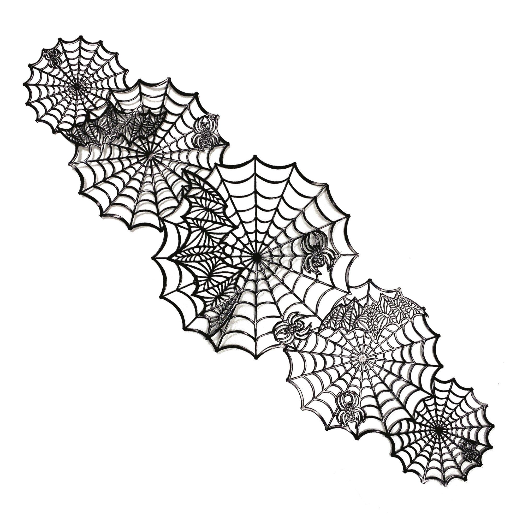 Black Spiderweb Die-Cut Vinyl Table Runner, 15.5in x 46in