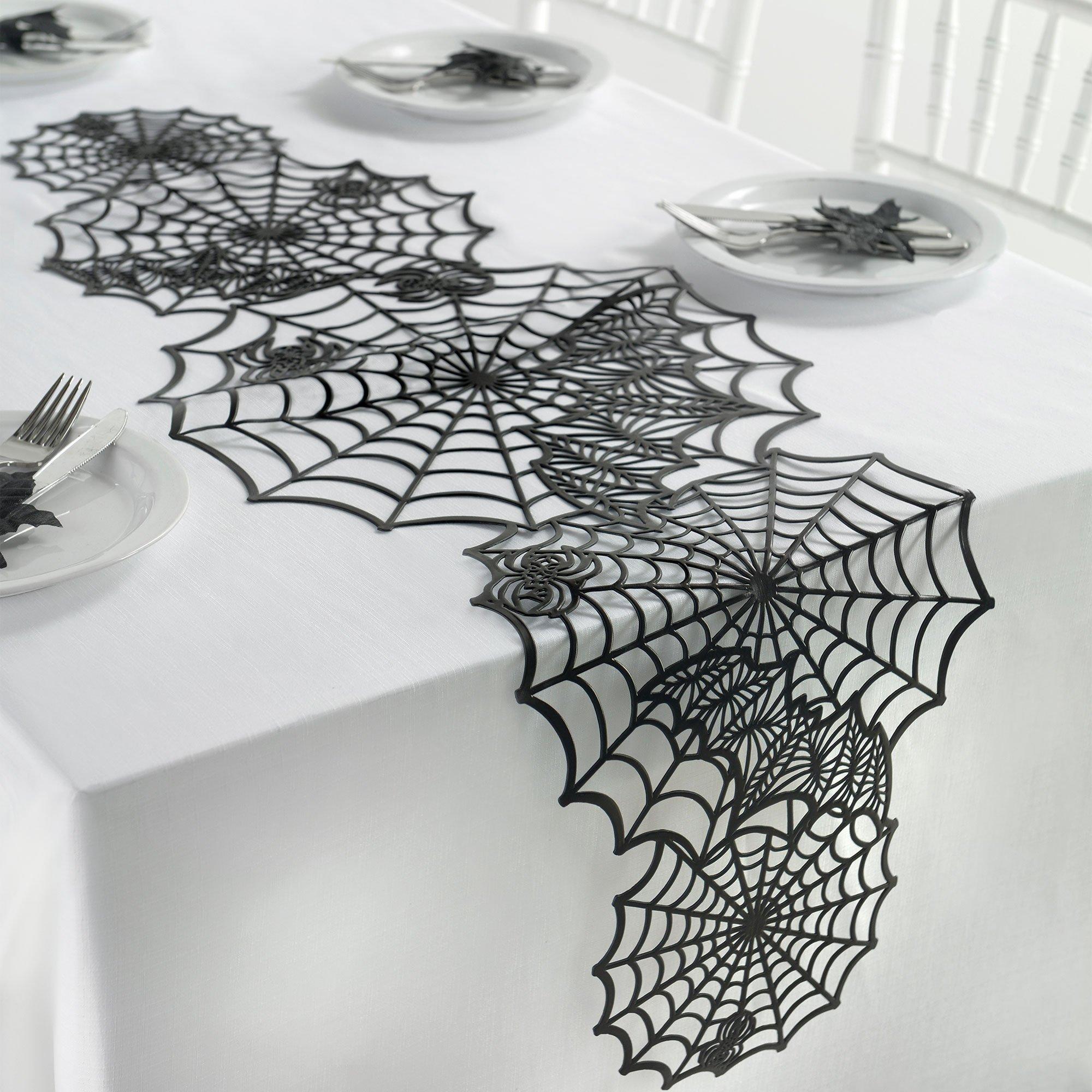 Black Spiderweb Die-Cut Vinyl Table Runner, 15.5in x 46in