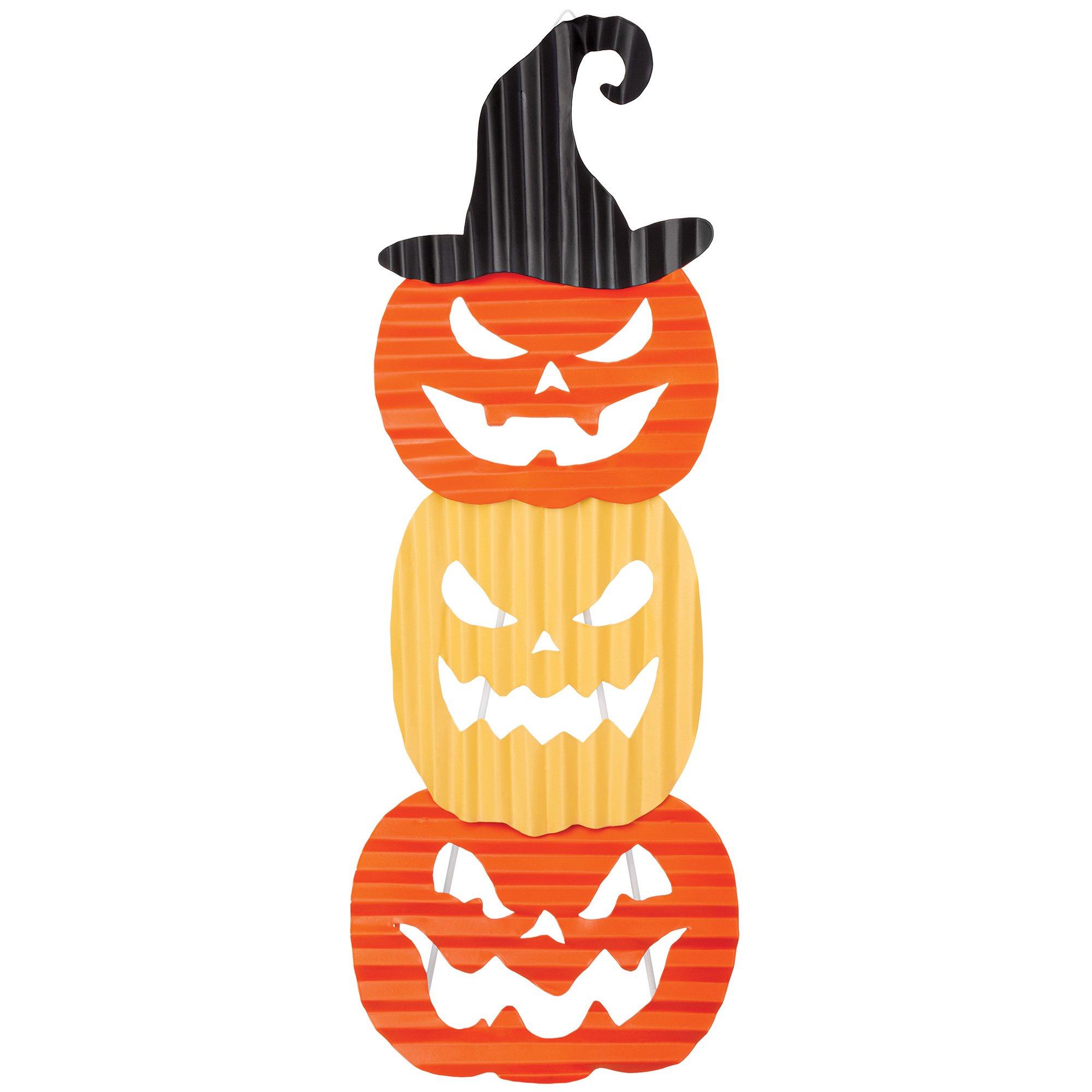 Jack-o'-Lantern Corrugated Metal Stacked Sign, 9.8in x 28in