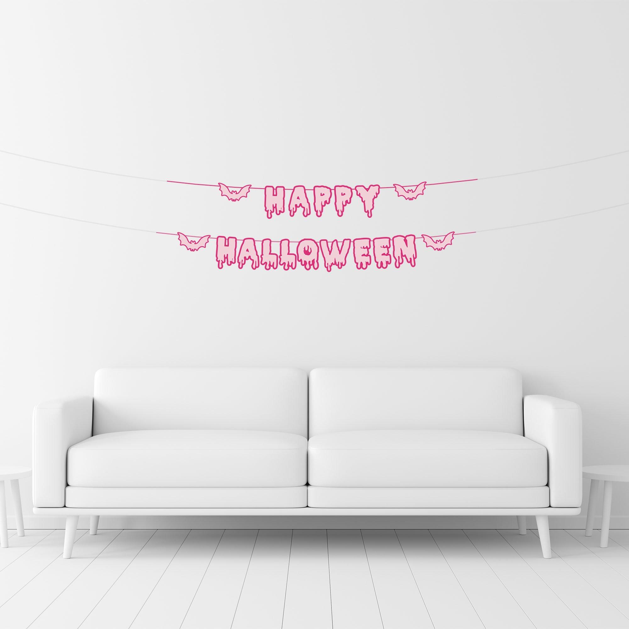 Breast Cancer Awareness Pink Happy Halloween Cardstock Letter Banners, 2pc