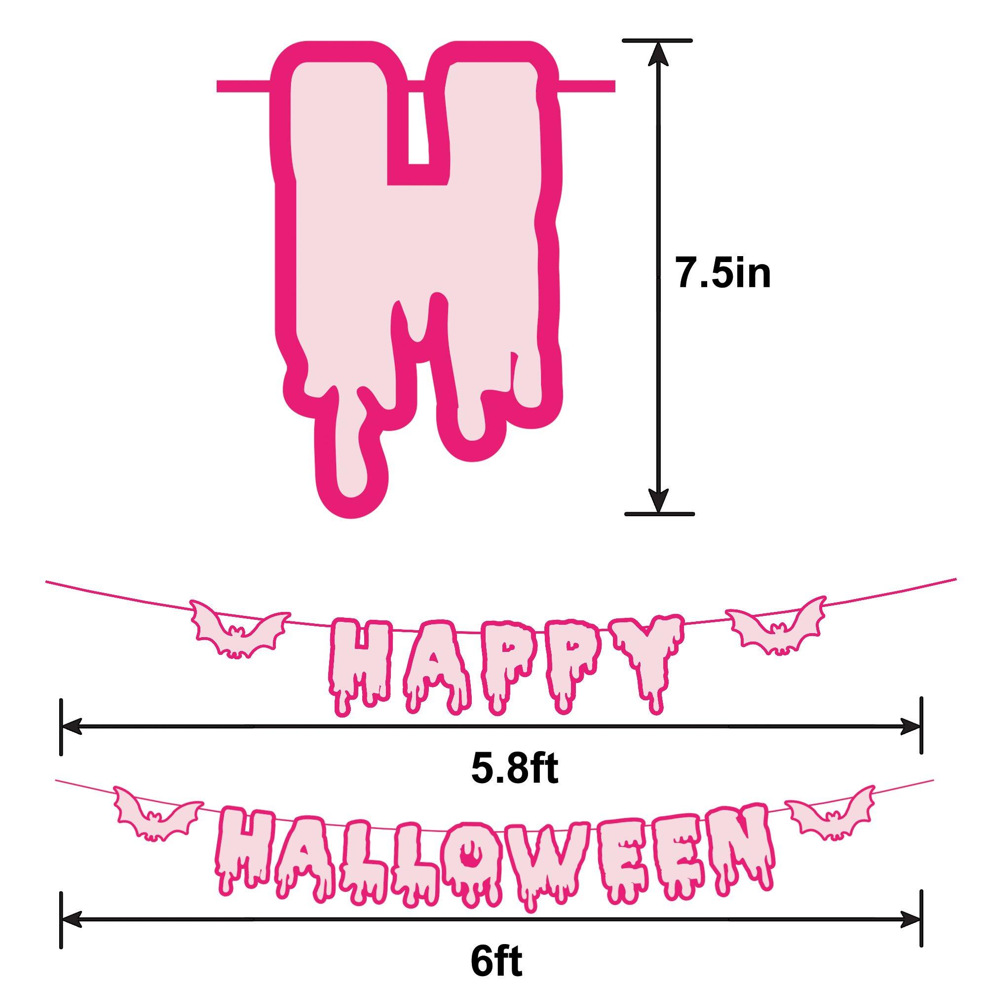 Breast Cancer Awareness Pink Happy Halloween Cardstock Letter Banners, 2pc