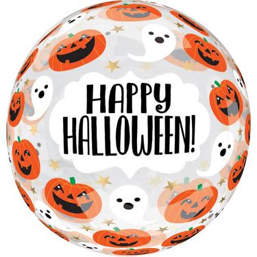 Happy Halloween Fun & Spooky Pumpkins & Ghosts Plastic Balloon, 18in - Clearz™