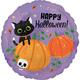 Happy Halloween Black Cat & Pumpkins Foil Balloon, 18in