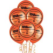 6ct, 12in, Orange Wilson Basketball Latex Balloons