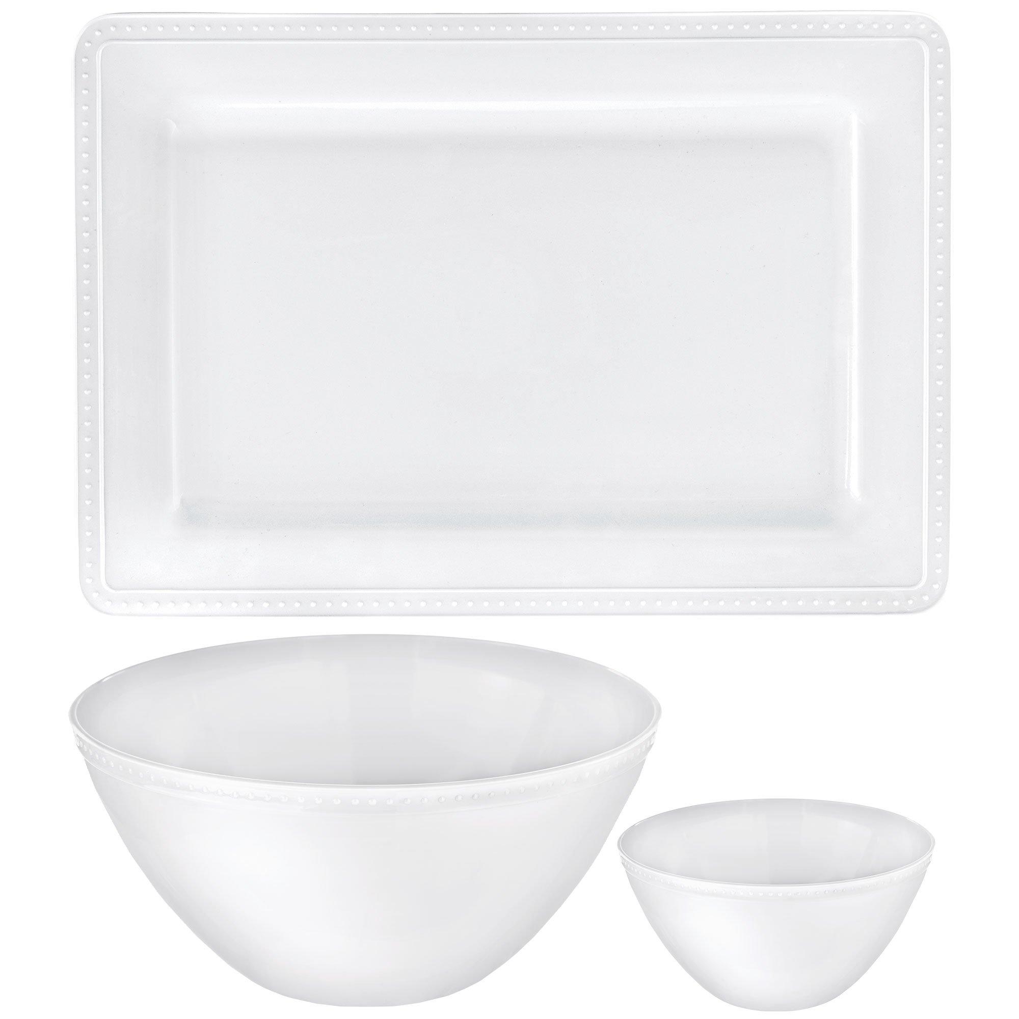 White Melamine Serveware Kit, 3pc