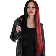 Long Black & Red Wig