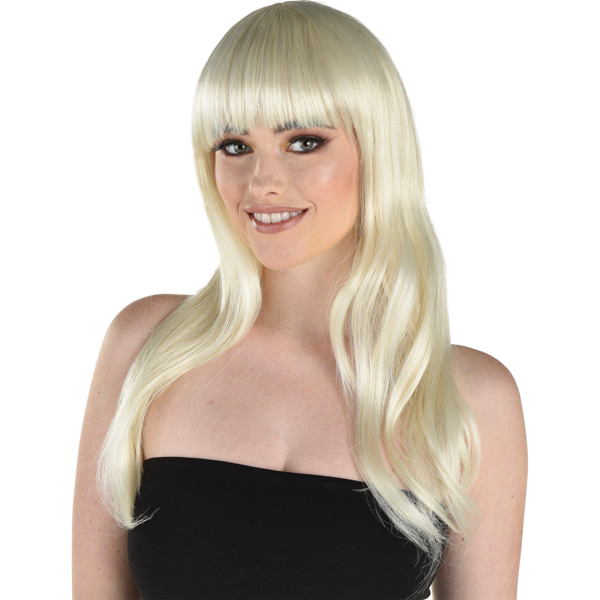 Cheap blonde store wigs with bangs