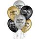 15ct, 11in, Black, Silver & Gold Happy Birthday Latex Balloons