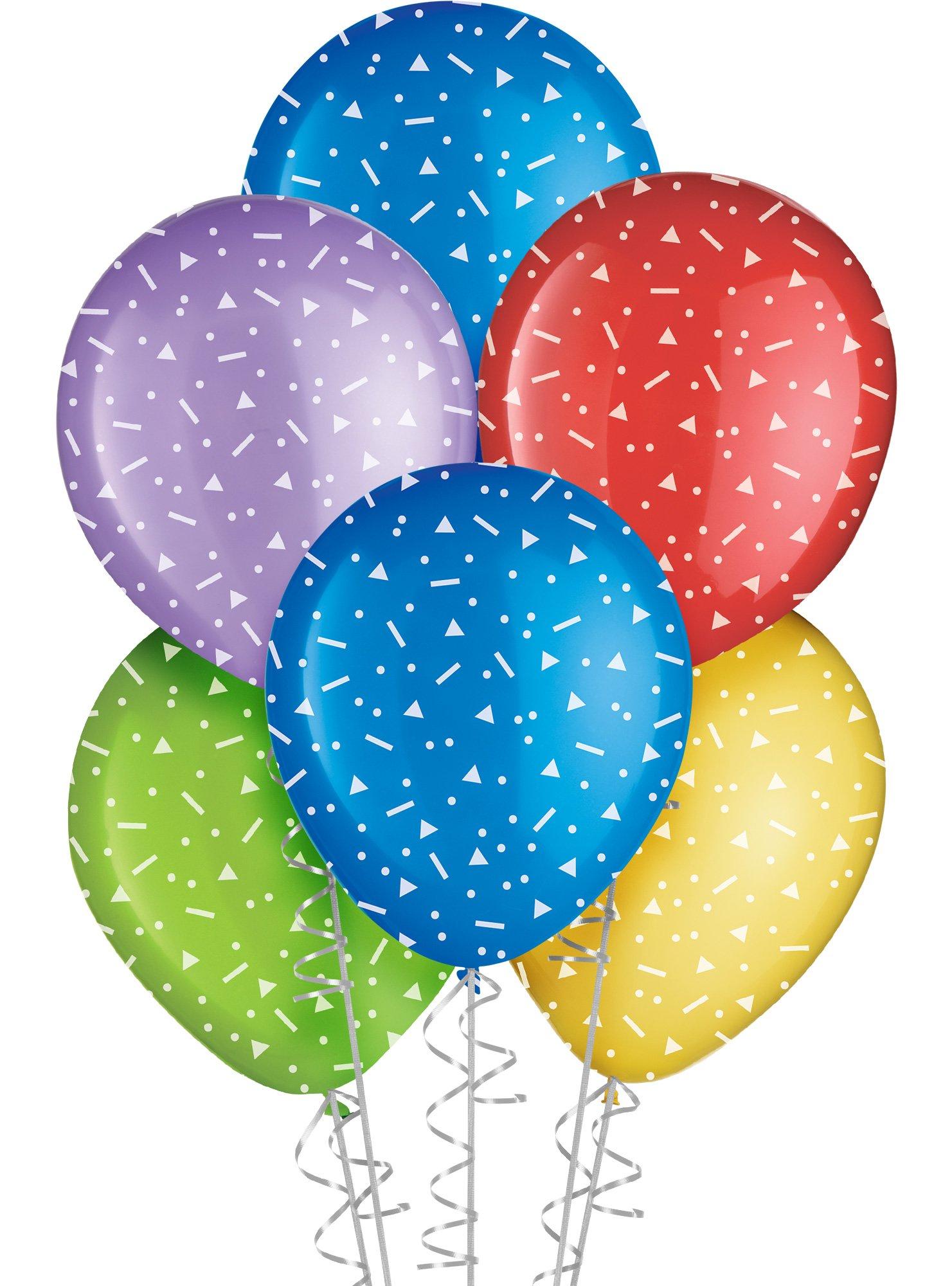 15ct, 11in, Primary Confetti Print Latex Balloons Party City